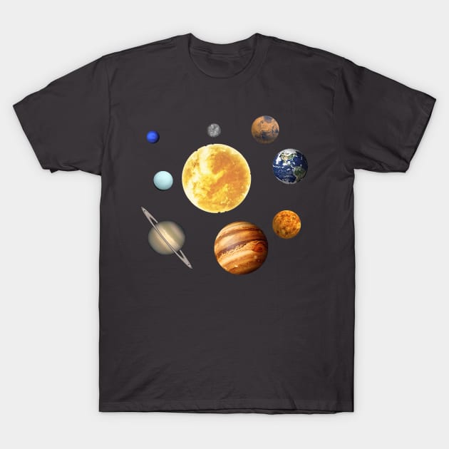 Planets Orbit Around the Sun Solar System T-Shirt by riddleparty